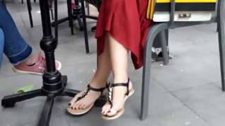 Online film candid sexy playful feets hot toes in sandals