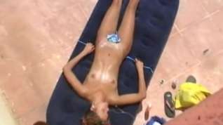 Online film Topless sunbath with a nice pussy slip