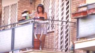 Online film spying neighbour milf with great legs on balcony
