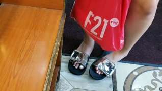 Online film Candid cute redbone feet at the deli