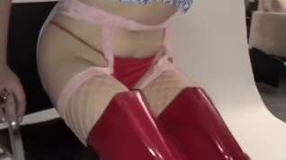 Online film Pink fishnets and red thigh high boots on my long long legs