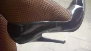 Online film Men Wear Black High Heels Stiletto With Fishnets stockings