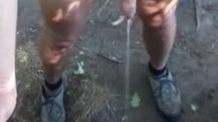Online film Naked outdoor walk on a hot day with jiggly cock out and piss at the end