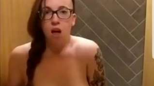 Online film Alternative girl cums in public bathroom