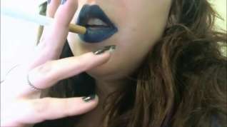 Online film Chubby Teen in Dark Lipstick Smoking Red Cork Tip Real Natural Coughing