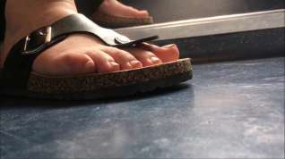 Online film candid feet sandal close up