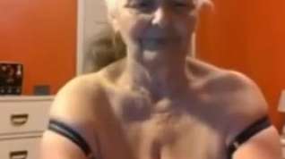 Online film Grandma 68 years shows big tits and pussy