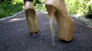 Online film Heels 20 cm and leather leggings, walk in the park