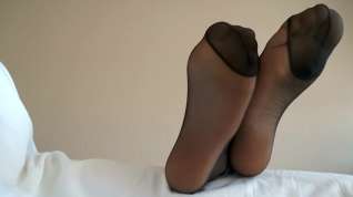 Online film Black pantyhose soles