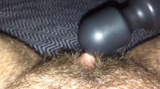 Online film Close up of huge hairy ftm clit vibing & cumming