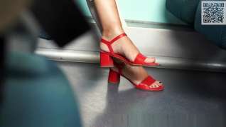 Online film Candid red sandals heels
