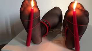 Online film Candle nylon foot torture