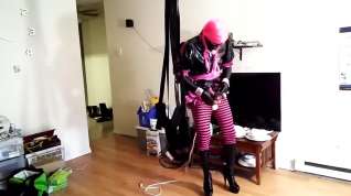 Online film Sissy self bondage swing