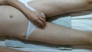 Online film Wanking in Fleshlight in white transparent thongs
