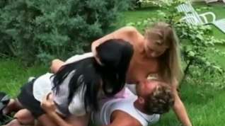 Online film Mya Diamond and Victoria Swinger in hot foursome outdoor