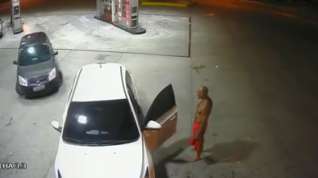 Online film Public gas station blowjob caught on security cam