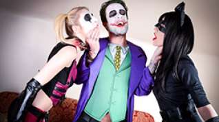 Online film Jessica Jensen Tina Kay in Cosplay Harley Quinn and Catwomen ride the Joker - CosplayBabes