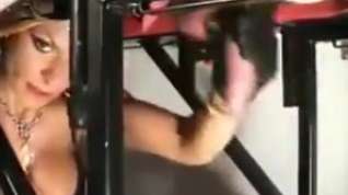 Online film Using his hanging cock and balls as a punchbag