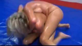 Online film Oiled girls topless wrestling