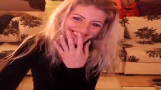 Online film Smoking blonde stripteasing and having fun on webcam