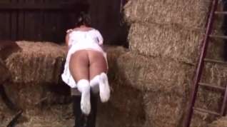 Online film Double caning in the hay barn!