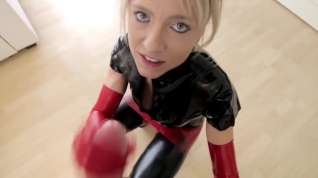 Online film Blonde fucked in black and red latex