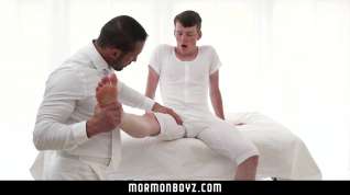 Online film MormonBoyz - Muscle daddy priest leader barebacks Mormon ginger boy in ritual