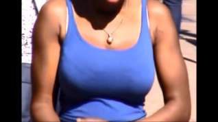 Online film Candid boobs: slim busty black women blue tops 1