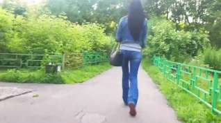 Online film Russian brunette walk in the park