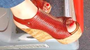 Online film Candid wedge sandals in bus