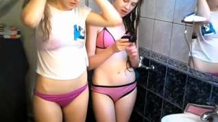 Online film Two college girl lesbians in the bathroom