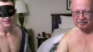 Online film Grandpa and guy on webcam