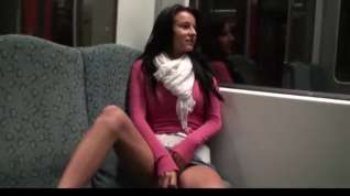 Online film German amateur college girl masturbates in public train