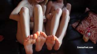 Online film Teens are getting their feet anoint with cream and touching friend's cock