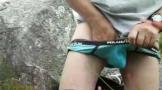 Online film Wank and play outdoors with cum