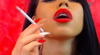 Online film Smoking red lips