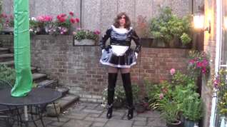 Online film Sissy Maid Alison trying to cum with a cock cage on