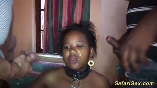 Online film threesome fuck orgy with african babe
