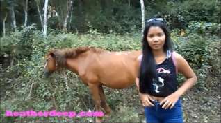 Online film HD Heather Deep 4 wheeling on scary fast quad and ###ing next to horses in the jungle