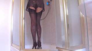Online film Shower in french knickers black stockings