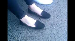 Online film Candid feet in flats shoeplay