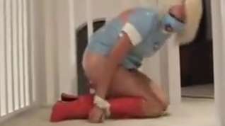 Online film Struggling girl in nurse outfit