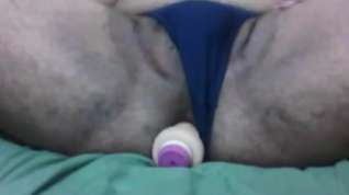 Online film Webcam show hairy man crossdresser with pins and dildo