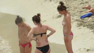 Online film Topless junior woman filmed on beach
