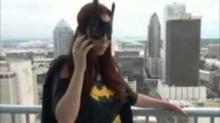 Online film Batgirl gives a pantyhose footjob 1