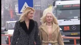 Online film 2 kinky blondes girls risky pissing on real public streets