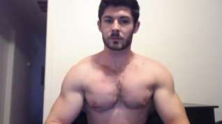 Online film Hot hairy hunky doing a cam show.
