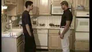 Online film Mature and boy in the kitchen