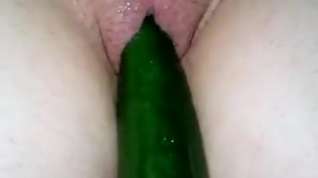 Online film Cucumber and pussy creampie