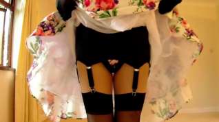 Online film Flower dress and black underwear
